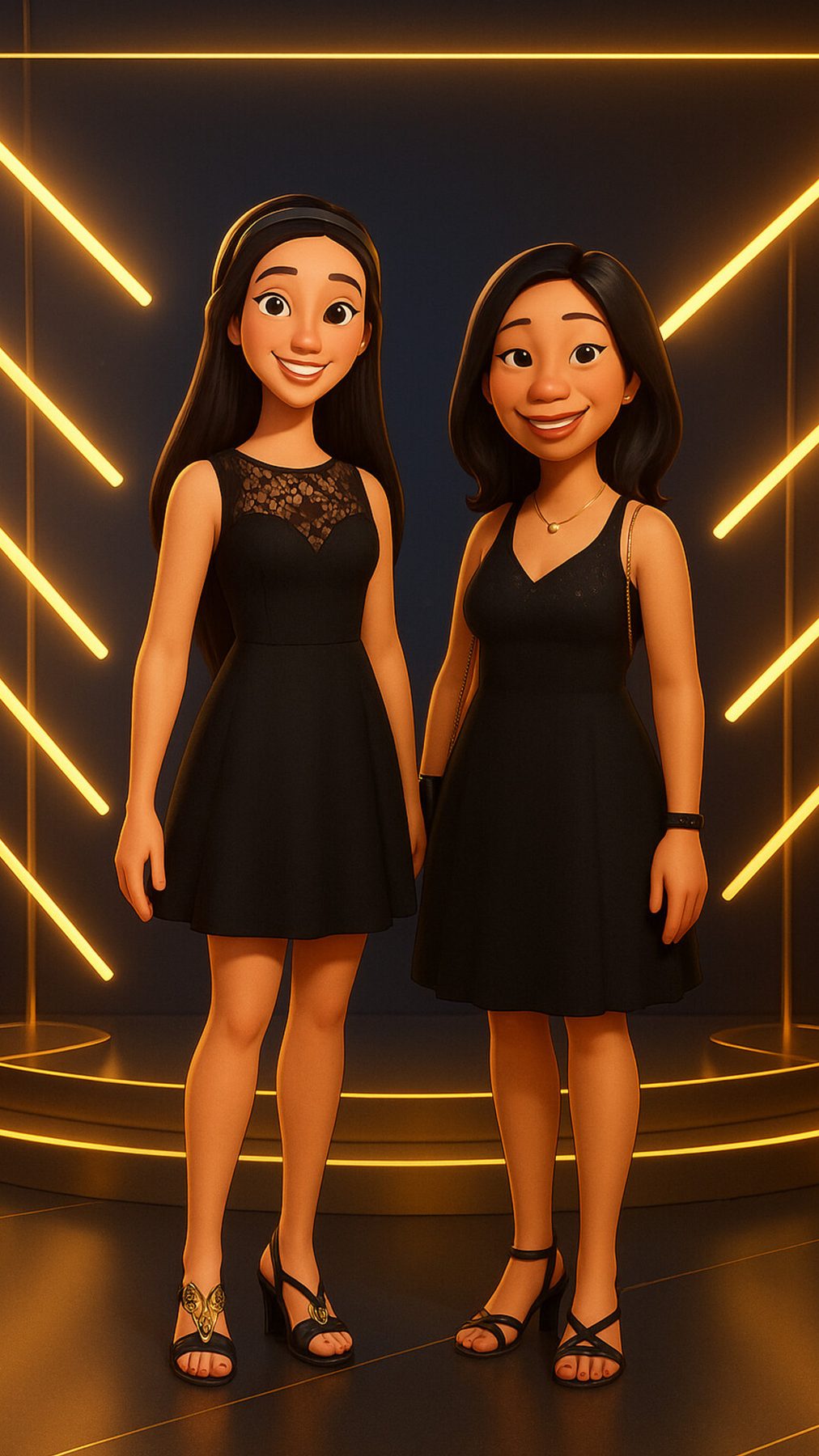 Dos invitadas reinterpretadas en estilo cartoon con IA
